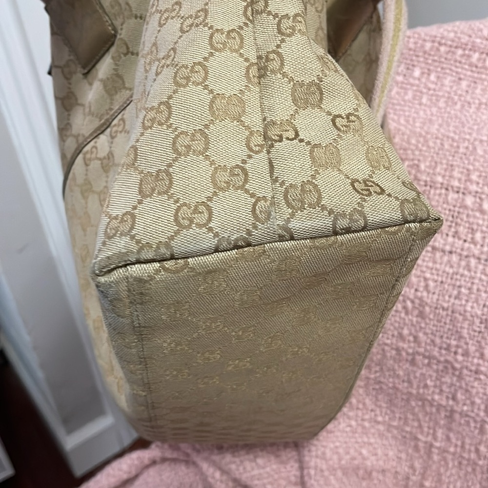 Authentic Gucci Monogram Web Large Tote Bronze Lu… - image 6